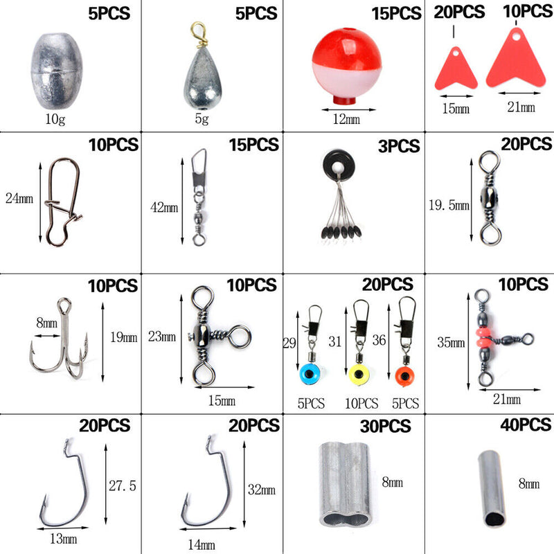 Treble Hook Jigs Swivels Fishing Lure Lead Floating Tackle with Box Fishing Kits