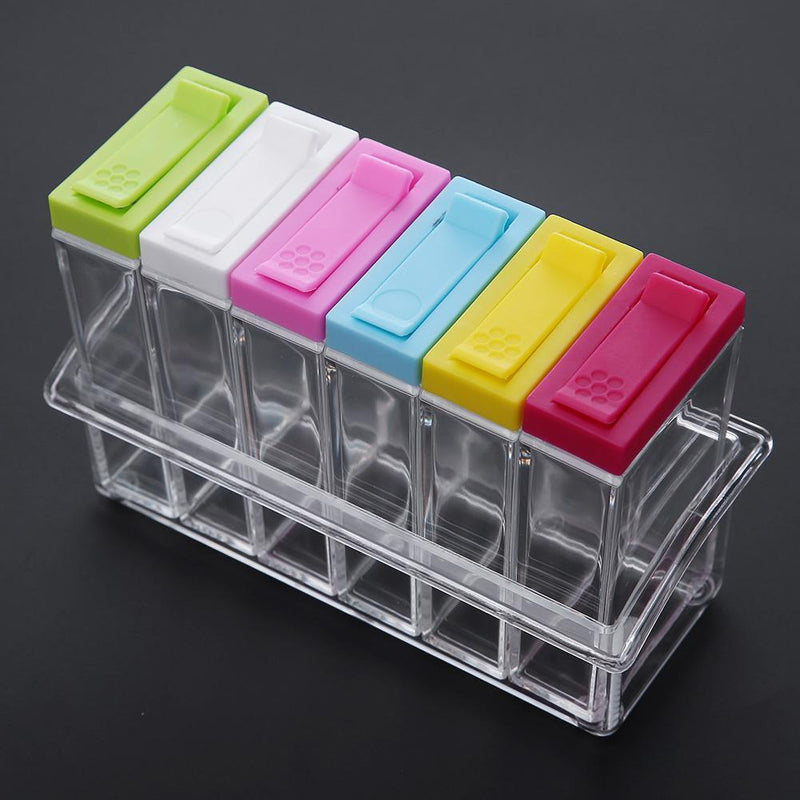 6pcs/Set Kitchen Spice Storage Bottle Jars Clear Salt Pepper Seasoning Box Newly