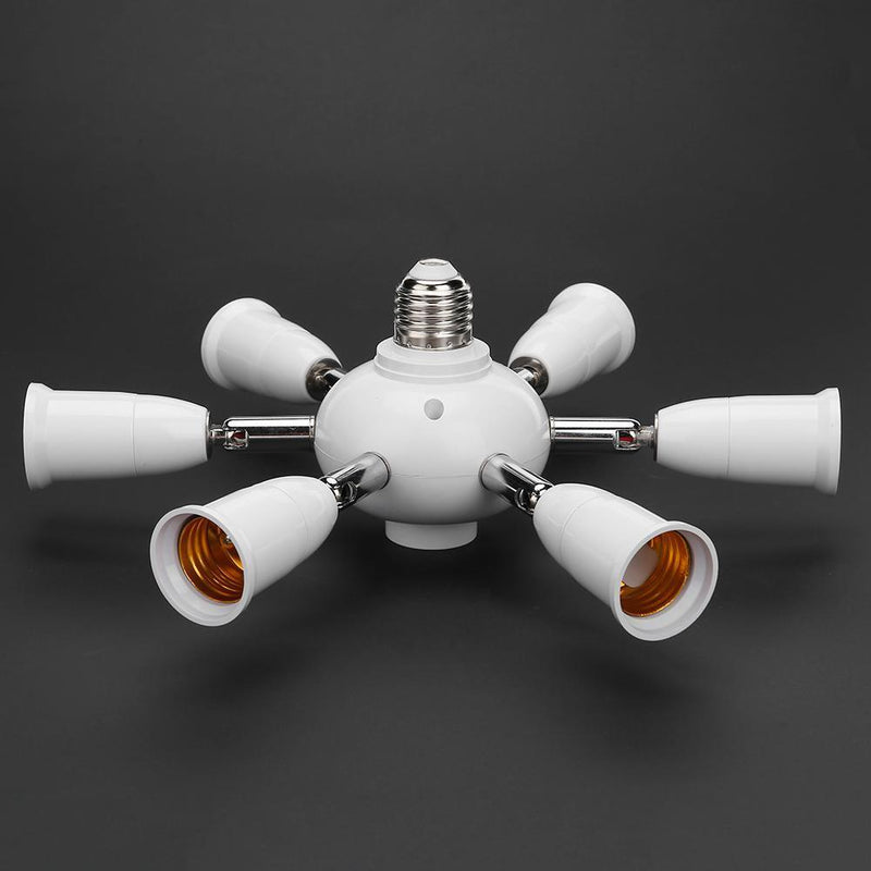 Adjustable E27 Splitter 7 Heads Lamp Base LED Bulb Adapter Holder Socket Newly