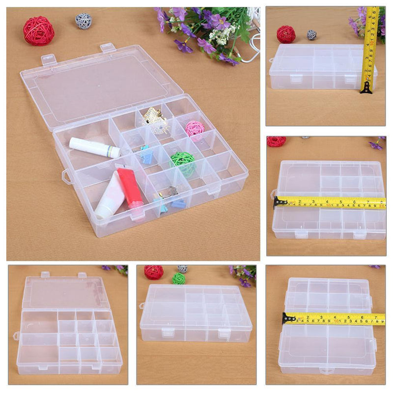 14 Compartment Transparent Plastic Jewelry Box Earrings Rings Beads Pills Storag