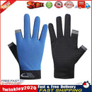 Fishing Gloves Anti-slip 2 Cut Finger Breathable Cycling Mitten (Blue) Newly