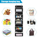 Over The Door Hanging Organizer 5 Large Pockets with Clear Window (Black) Newly