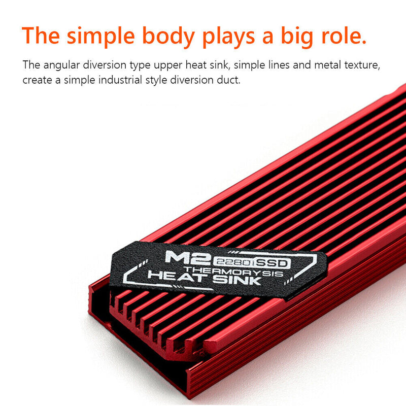 M.2 Solid State Hard Disk Heatsink Heat Radiator for PCIE 2280 SSD (Red) Newly