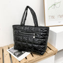 Women Lattice Solid Color Nylon Shopping Bag Casual Large Capacity Shoulder Bags