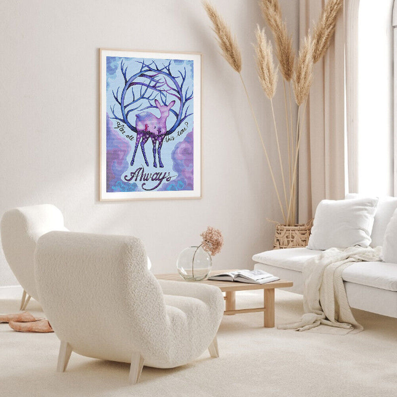 11CT Full Cross Stitch Elk Stamped DIY Kits Handmade Cotton Thread Embroidery