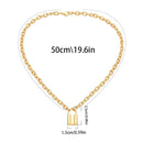 Steel  Chain Collar Statement Punk Choker Long Chain PadLock Pendant Necklace