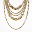 Hip Hop Jewelry Women Pendant Necklace Thick Curb Chain Punk Choker Multi-layer