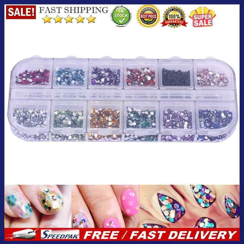 3600pcs Nail Art Rhinestones Decoration 1.5mm Round Glitters With Hard Case
