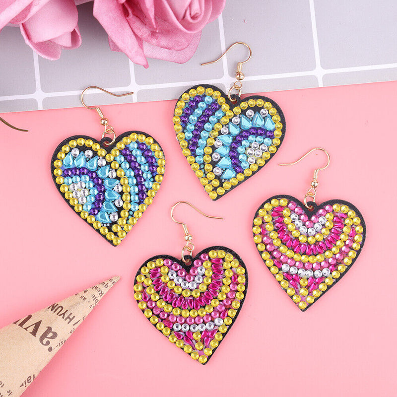 5D DIY Diamond Painting Earrings Double-sided Heart Drop Earrings (RZ015)