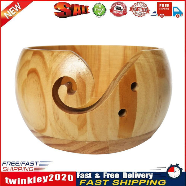 Wooden Yarn Bowl Handmade Knitting Wool Storage Crocheted Organizer (A) Newly