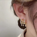Trendy Women Jewellry Diamond Stud Sparkling Earrings Peal Ear Row Earrings