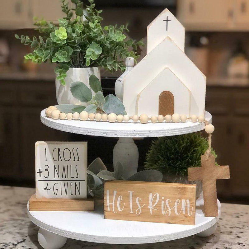 Easter Wooden Nativity Set Resurrection Scenes Wooden Decors Cross Home Ornament