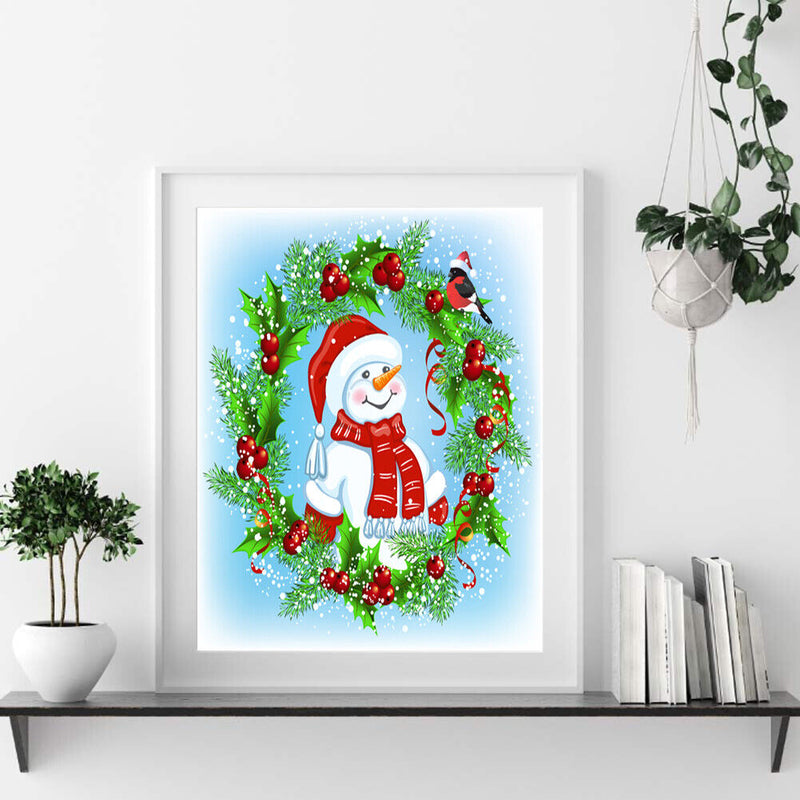 Xmas Snowman Oil Paint By Numbers DIY Coloring Picture Kits for Adults Children
