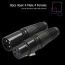 8pcs XLR Adapter 3Pin Male Plug and Female Jack Microphone Audio Cable Conn