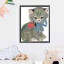 22x26cm Cat Rose 14CT Counted Embroidery Animals Canvas Needlework Sets DIY Gift