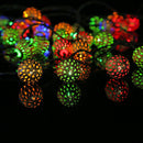 Solar Moroccan Ball Lamp String LED Metal Hollow Colorful Fairy Light (7m)