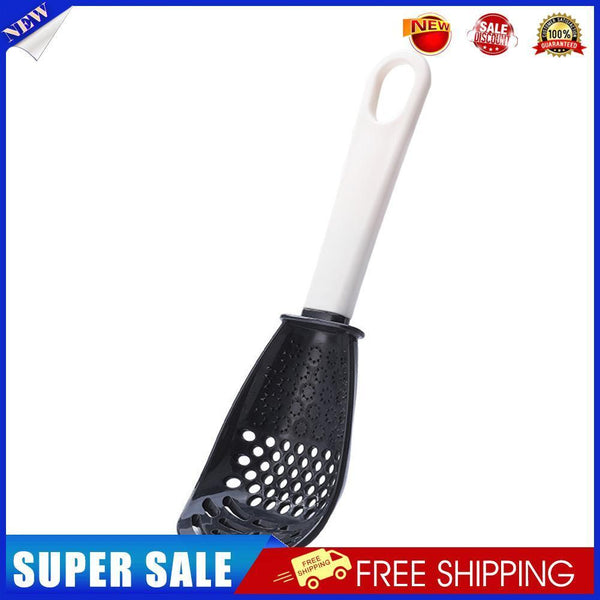 Multifunctional Spoon Potato Garlic Press Colander Cooking Tools (Black)