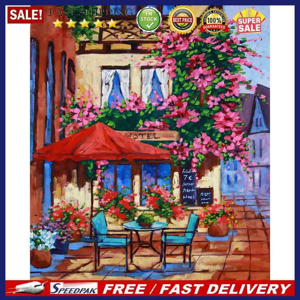 Street Corner Oil Paint By Numbers Kit DIY Acrylic Painting on Canvas Framele