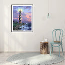 5D DIY Full Drill Round Shape Sea Tower Rhinestone Diamond Drawing for Home
