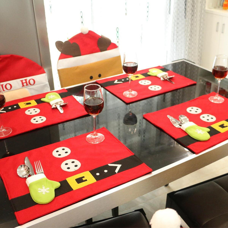 Platzdeckchen und Gabelmatten Weihnachten Santa Rentier Esstisch Tischsets.