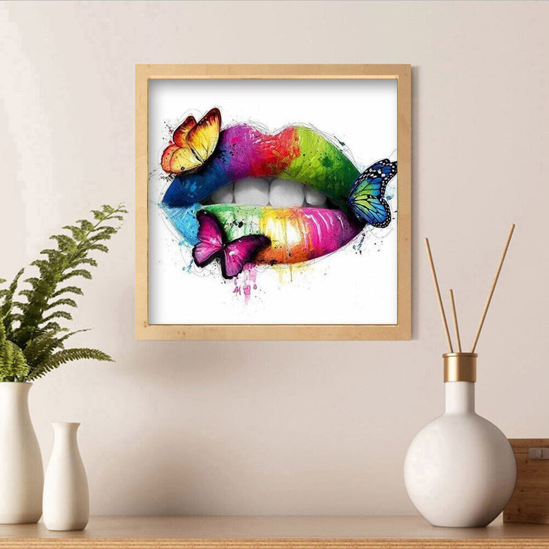 DIY Diamond Embroidery Graffiti Lip Rhinestone Diamond Painting for Wall Gift