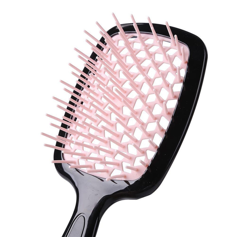 Wide Teeth Air Cushion Comb Scalp Massage Salon Hair Brush (Black Pink)