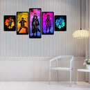 5 Panels Naruto Oil Paint By Numbers Kit DIY Home Decoration Gift Wall Pict