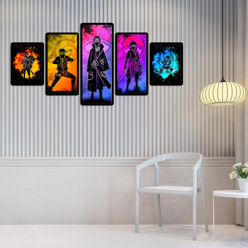 5 Panels Naruto Oil Paint By Numbers Kit DIY Home Decoration Gift Wall Pict