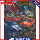 Full Cross Stitch Villa Car 11CT DIY Printed Needlework Embroidery Home Decor