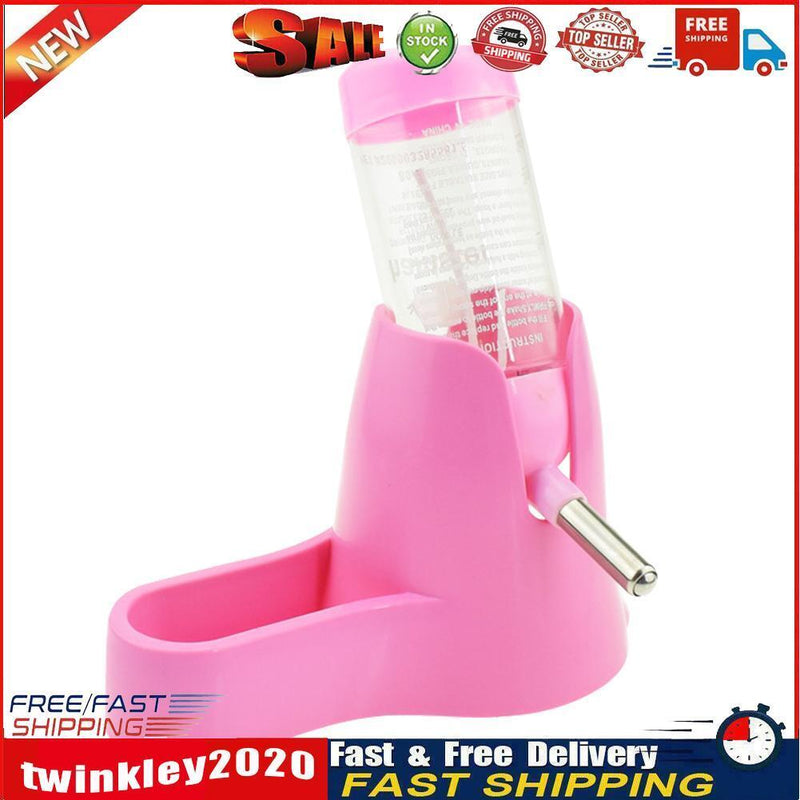 Animal Hamster Water Bottle Rabbit Feed Drink Change Fountain Pipe (Pink) Newly