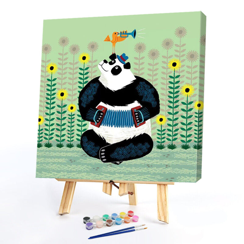 Oil Paint By Numbers Panda on Canvas Digital Paint Wall Artwork DIY Handicraft