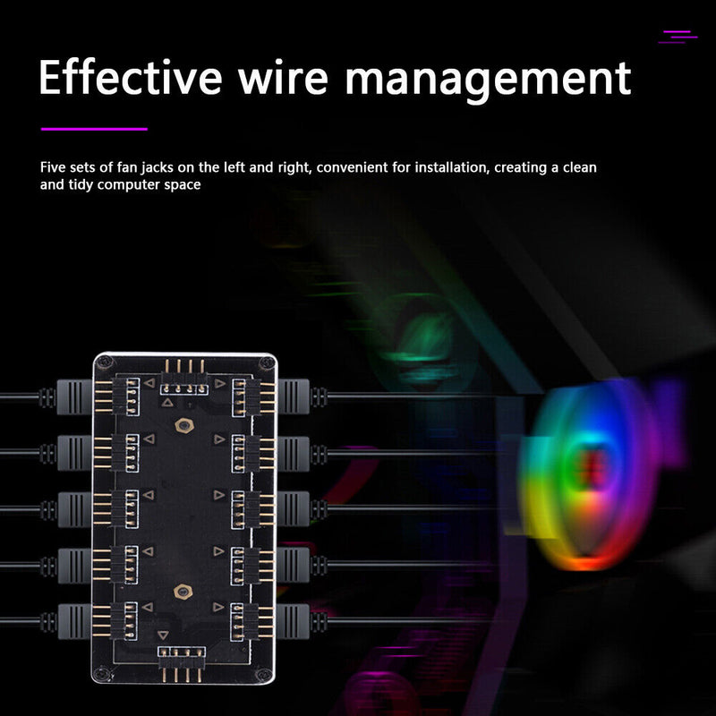 12V 4Pin RGB Fan HUB 1 To 10 Multi Way Splitter LED Strip Light Cooler Adapter