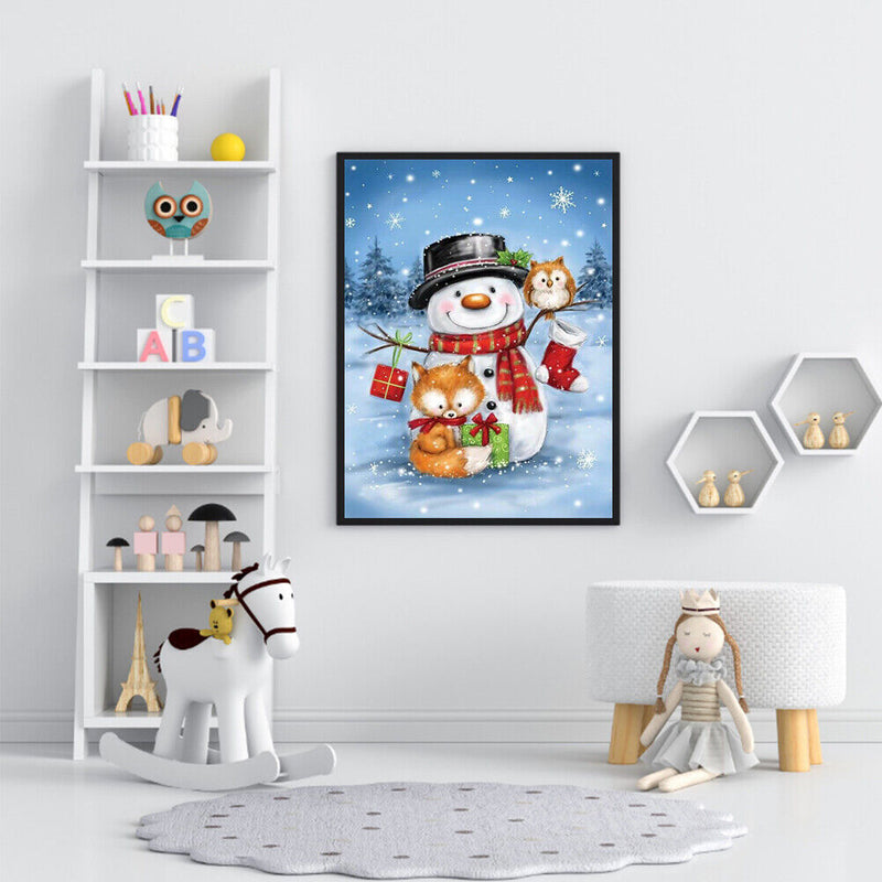 5D Rhinestone Pictures DIY Winter Snowman Full Round Drill Diamond Painting Kit