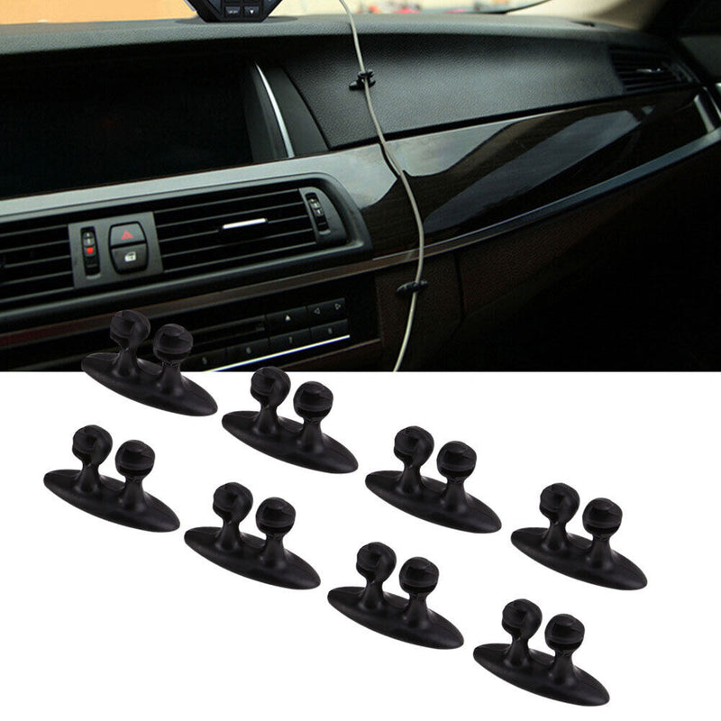 8Pcs Car Interior Clip Earphone Cable Clip Arrangement Panel Clamp(Black) Newly