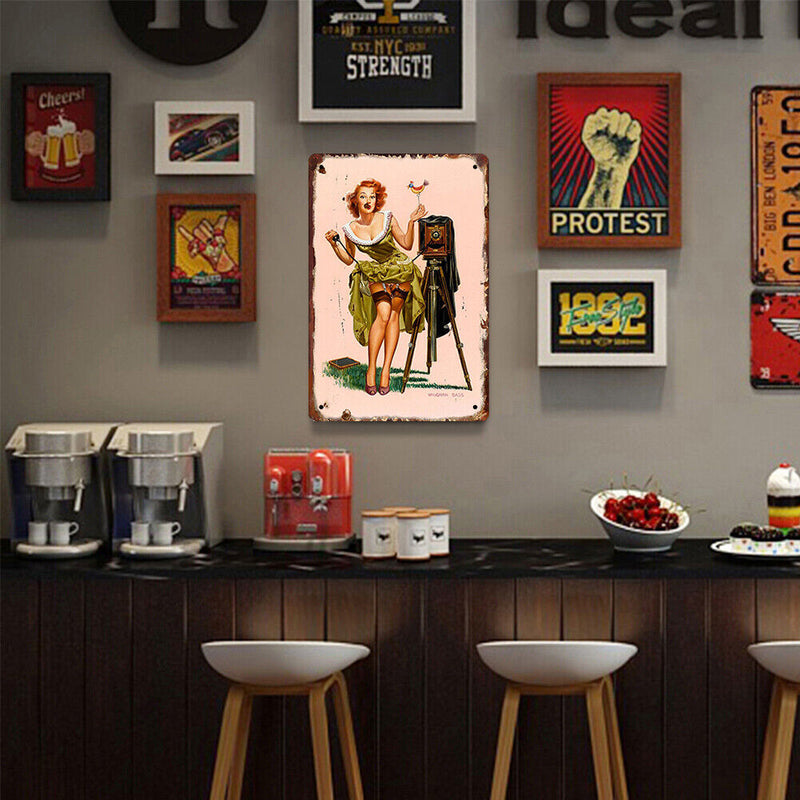 Metal Tin Sign Plaque Sexy Girl Home Decor Living Room Wall Iron Art Poster