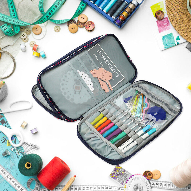 Retro Knitting Yarn Storage Bags Sewing Kit Case Organizer Bag Traveling Ho