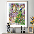 Full Embroidery DIY Canvas Stamped 11CT Cross Stitch Peafowl Flower Kit
