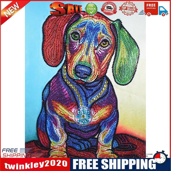 5D DIY Special Shaped Diamond Painting Colorful Dog Cross Stitch Embroidery