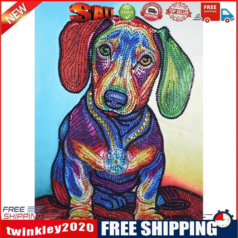 5D DIY Special Shaped Diamond Painting Colorful Dog Cross Stitch Embroidery