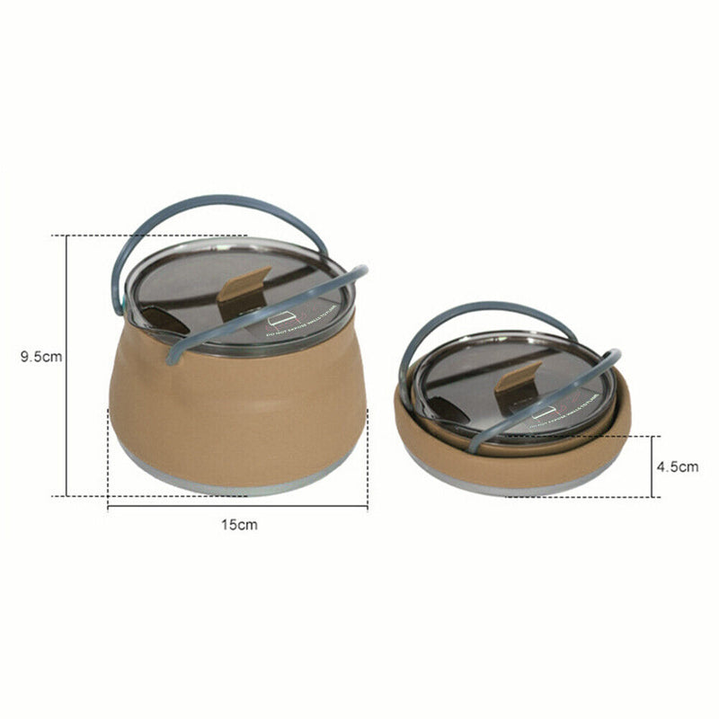 Silicone Folding Kettle Portable Tea Cooker Mini Boiling Water Pot (Khaki) Newly