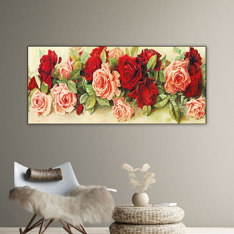 Rose Oil Paint By Numbers DIY Canvas Wall Art Picture Craft Home Decoration Gift
