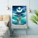 5D Rhinestone Picture Road to Moon Full Round Drill Diamond Painting Kit Mosaic