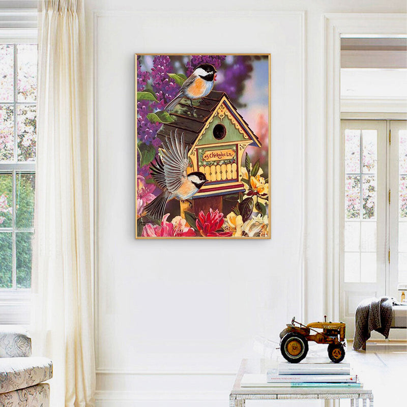 Bird House Oil Paint By Numbers Kits Canvas Picture Wall Art DIY Craft Coloring