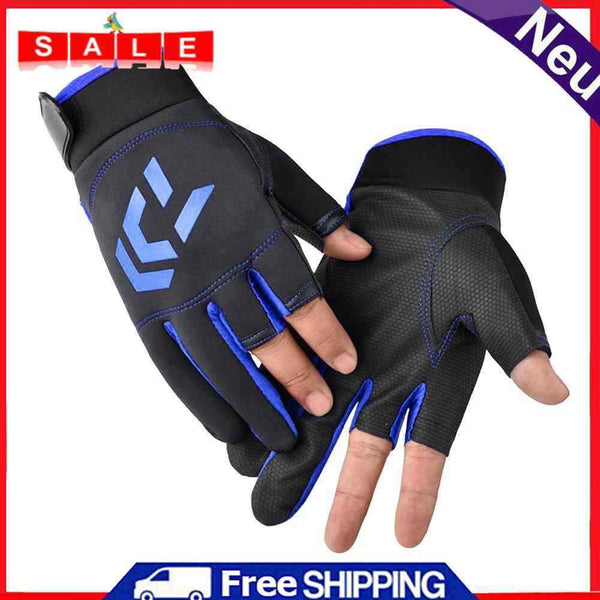 3-Finger Cut Unisex Arrow Fishing Gloves Non-Brief Angling Gloves (Blue)