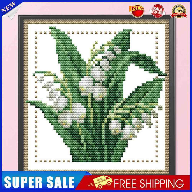 Partial Cross Stitch 14CT Cotton Thread DIY Counted Embroidery Flower May Kitss