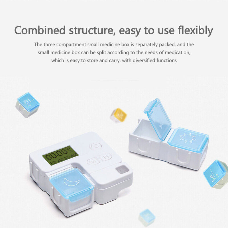 #A Timing Pill Box 3 Grids Intelligent Tablet Container Medicine Dispenser Holde