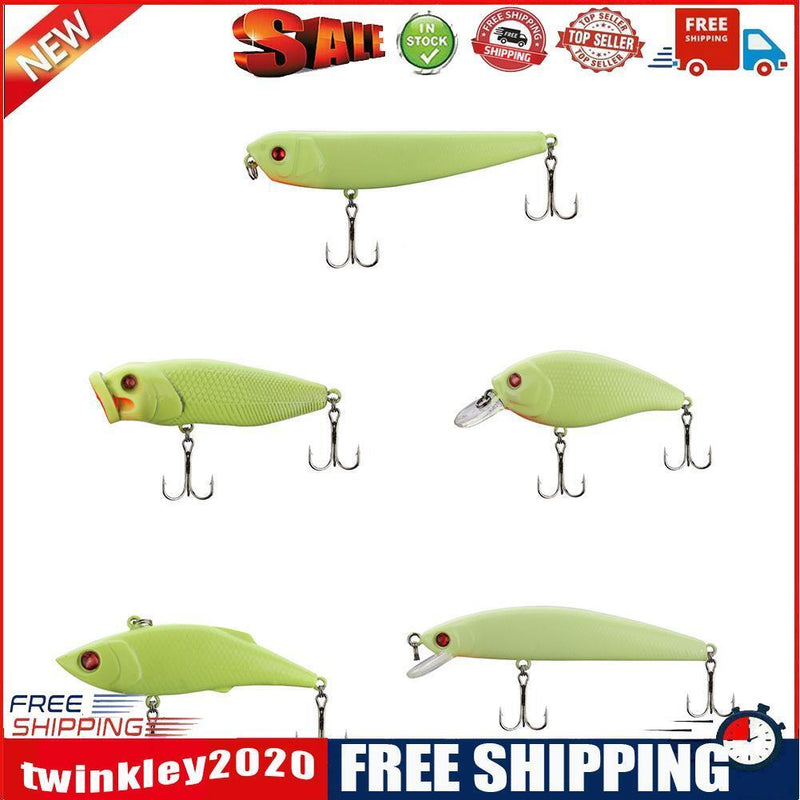 5pcs/Set Luminous Pencil Minnow VIB Popper Fishing Lures Artificial Baits