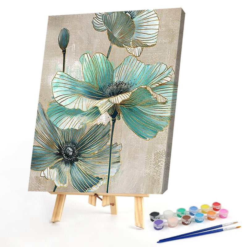Digital Paint Flowers Painted By Numbers On Canvas Wall
