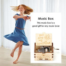 Retro Carved Wooden Manual Music Box Hand Cranked Birthday Gifts Home Ornaments