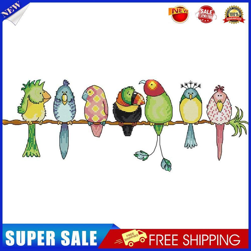 Full Cross Stitch 11CT Colorful Parrots Counted Embroidery DIY Needlework